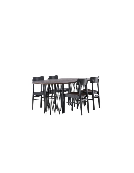 Matgrupp Stone med Montros matstolar, 220 × 100 cm
