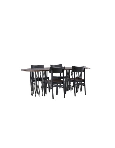 Matgrupp Stone med Montros matstolar, 220 × 100 cm