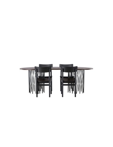 Matgrupp Stone med Montros matstolar, 220 × 100 cm