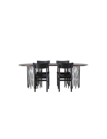 Matgrupp Stone med Montros matstolar, 220 × 100 cm