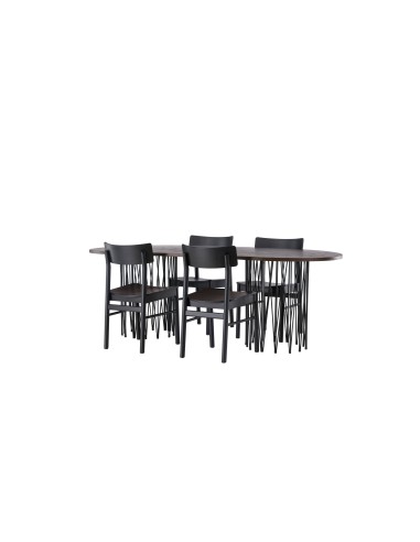 Matgrupp Stone med Montros matstolar, 220 × 100 cm