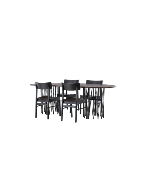 Matgrupp Stone med Montros matstolar, 220 × 100 cm