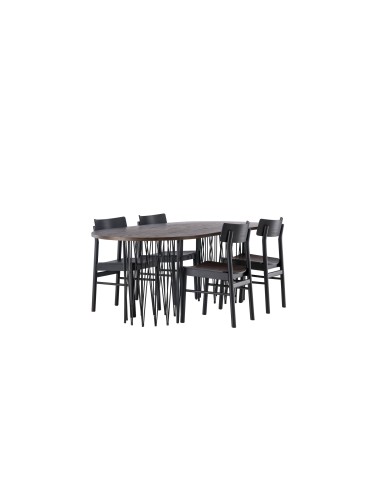 Matgrupp Stone med Montros matstolar, 220 × 100 cm
