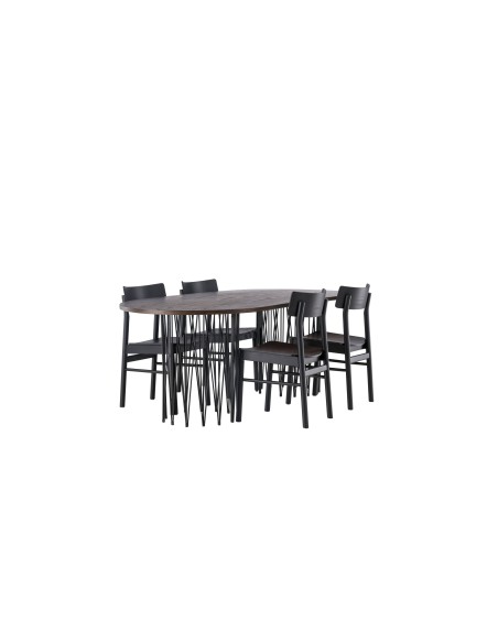 Matgrupp Stone med Montros matstolar, 220 × 100 cm