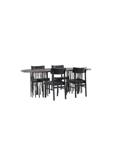 Matgrupp Stone med Montros matstolar, 220 × 100 cm
