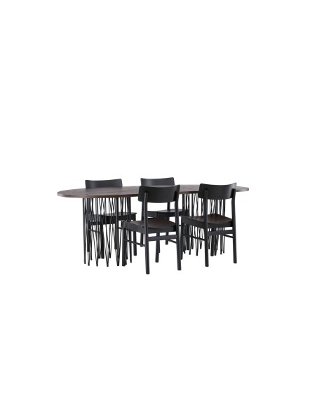 Matgrupp Stone med Montros matstolar, 220 × 100 cm