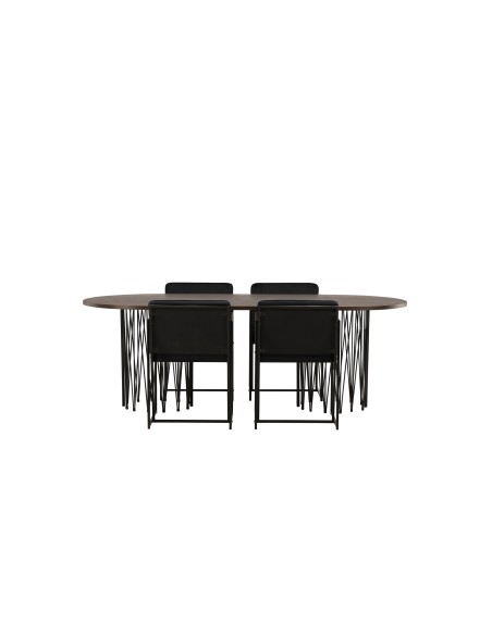 Matgrupp Stone med Richmond matstolar, 220 × 100 cm