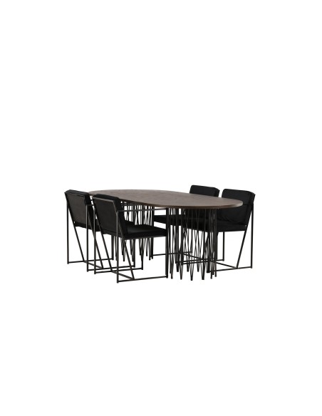 Matgrupp Stone med Richmond matstolar, 220 × 100 cm