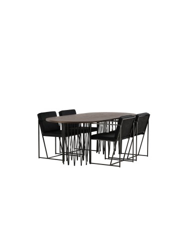 Matgrupp Stone med Richmond matstolar, 220 × 100 cm