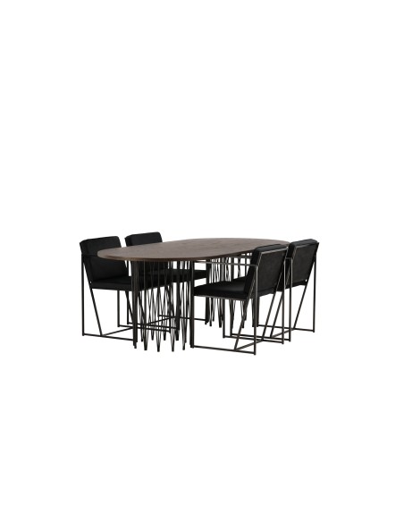 Matgrupp Stone med Richmond matstolar, 220 × 100 cm