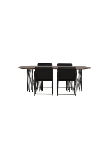 Matgrupp Stone med Richmond matstolar, 220 × 100 cm