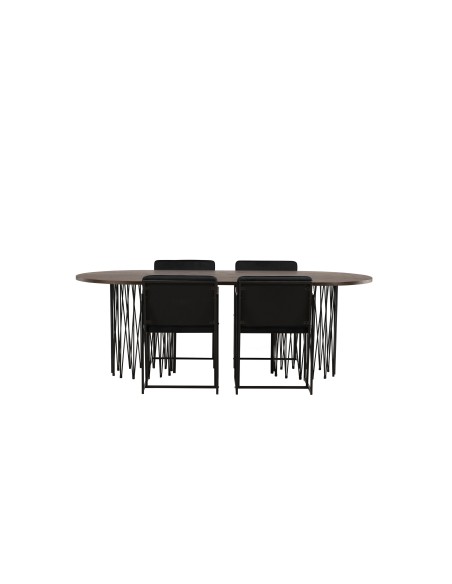 Matgrupp Stone med Richmond matstolar, 220 × 100 cm