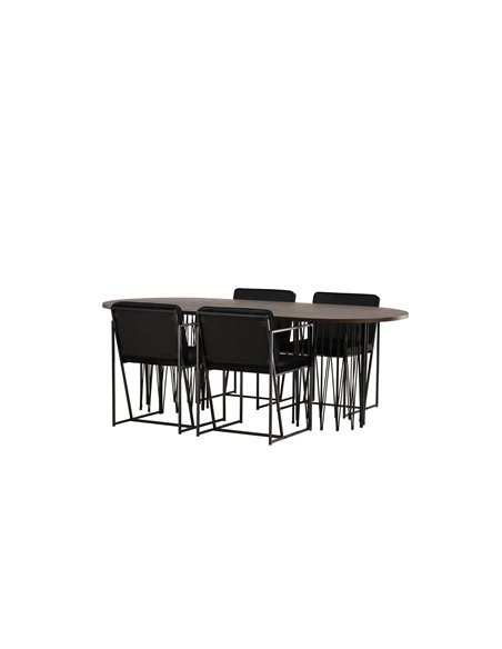 Matgrupp Stone med Richmond matstolar, 220 × 100 cm