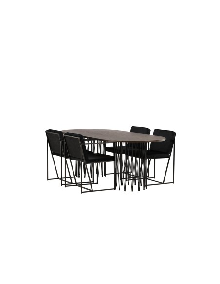 Matgrupp Stone med Richmond matstolar, 220 × 100 cm