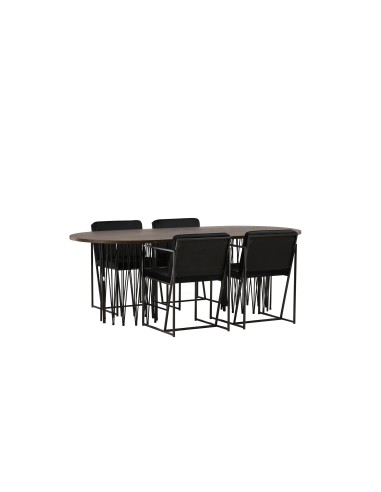 Matgrupp Stone med Richmond matstolar, 220 × 100 cm