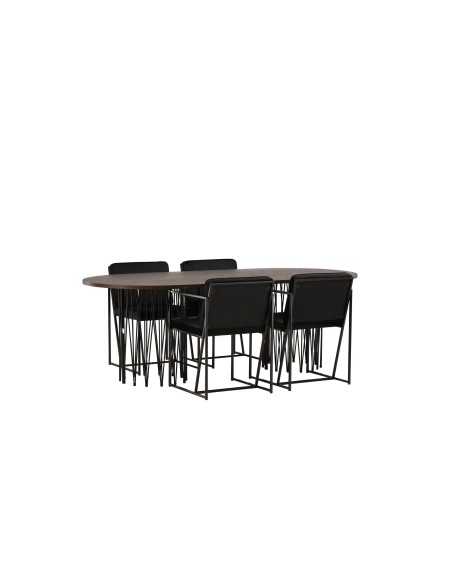 Matgrupp Stone med Richmond matstolar, 220 × 100 cm
