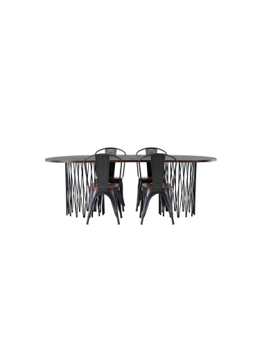 Matgrupp Stone med Tempe matstolar, 220 × 100 cm