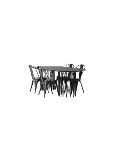 Matgrupp Stone med Tempe matstolar, 220 × 100 cm