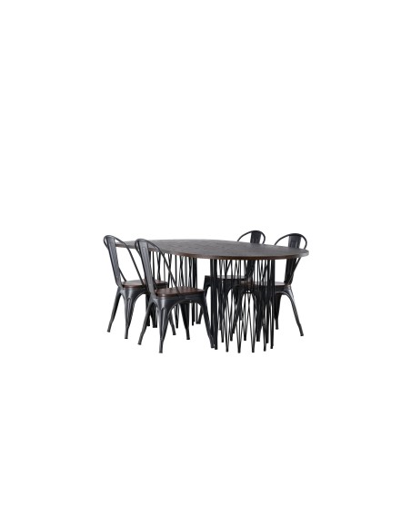 Matgrupp Stone med Tempe matstolar, 220 × 100 cm