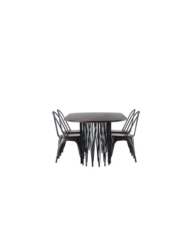 Matgrupp Stone med Tempe matstolar, 220 × 100 cm