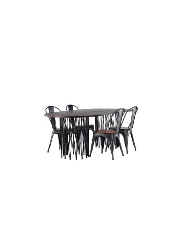 Matgrupp Stone med Tempe matstolar, 220 × 100 cm
