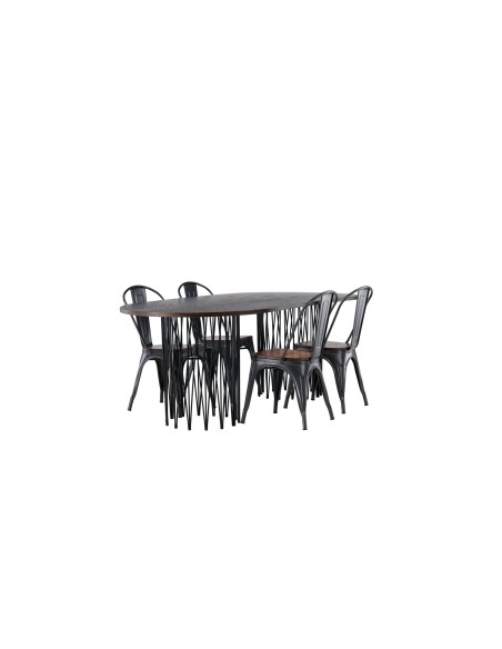 Matgrupp Stone med Tempe matstolar, 220 × 100 cm