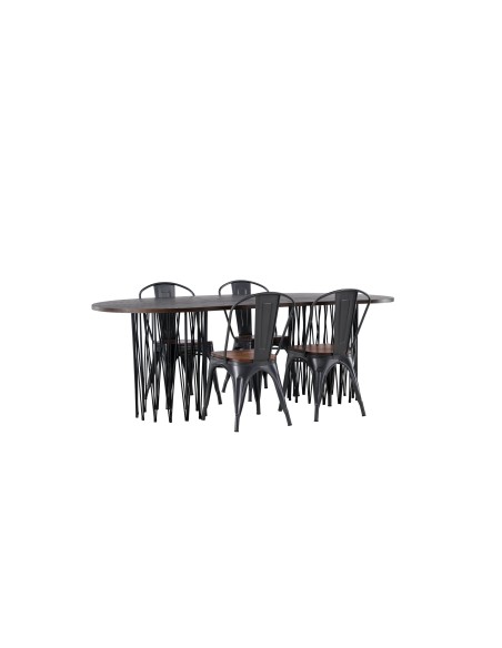 Matgrupp Stone med Tempe matstolar, 220 × 100 cm