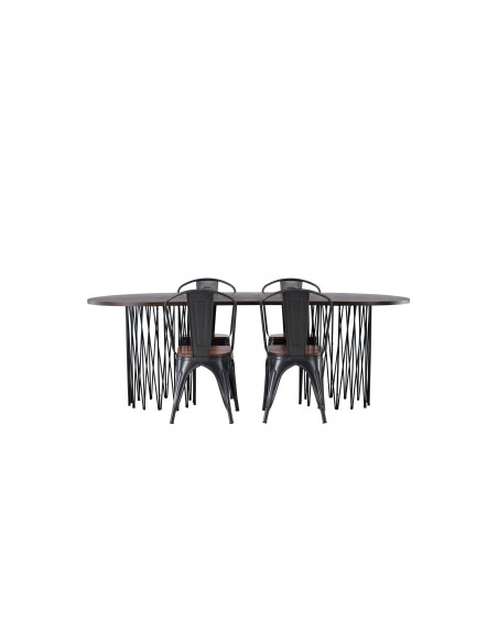 Matgrupp Stone med Tempe matstolar, 220 × 100 cm