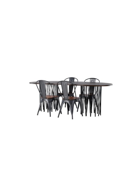 Matgrupp Stone med Tempe matstolar, 220 × 100 cm