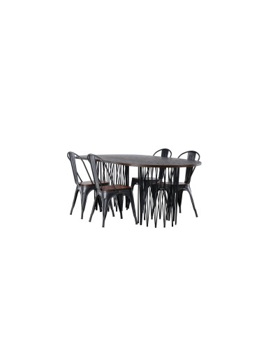 Matgrupp Stone med Tempe matstolar, 220 × 100 cm