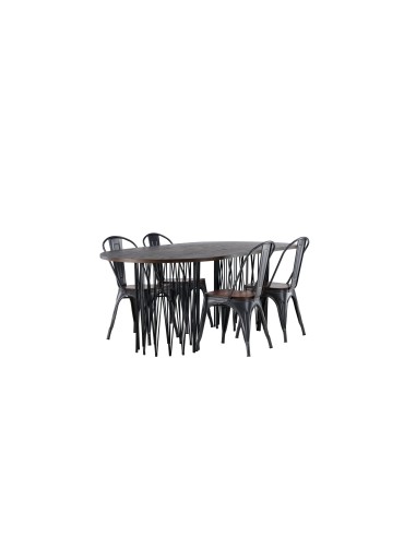 Matgrupp Stone med Tempe matstolar, 220 × 100 cm