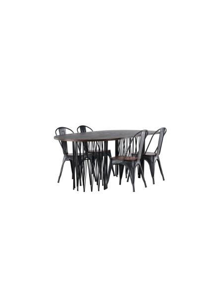 Matgrupp Stone med Tempe matstolar, 220 × 100 cm