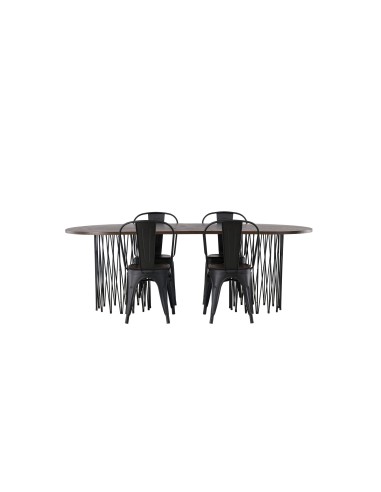 Matgrupp Stone med Tempe matstolar, 220 × 100 cm