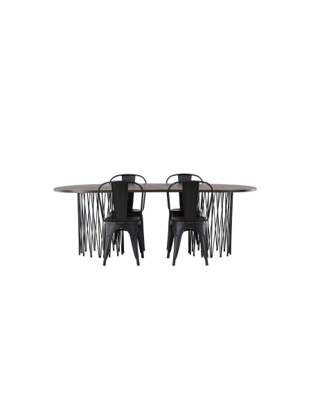 Matgrupp Stone med Tempe matstolar, 220 × 100 cm