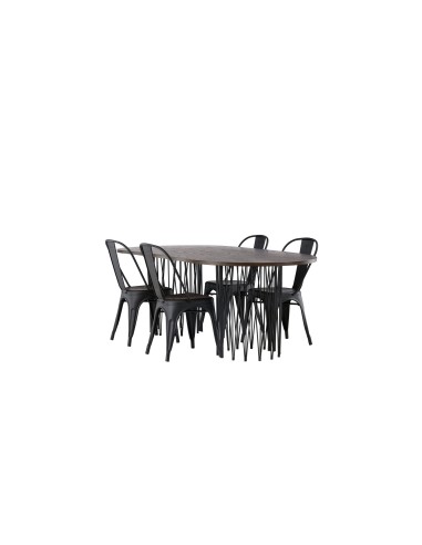 Matgrupp Stone med Tempe matstolar, 220 × 100 cm