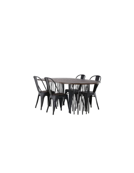 Matgrupp Stone med Tempe matstolar, 220 × 100 cm