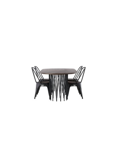 Matgrupp Stone med Tempe matstolar, 220 × 100 cm