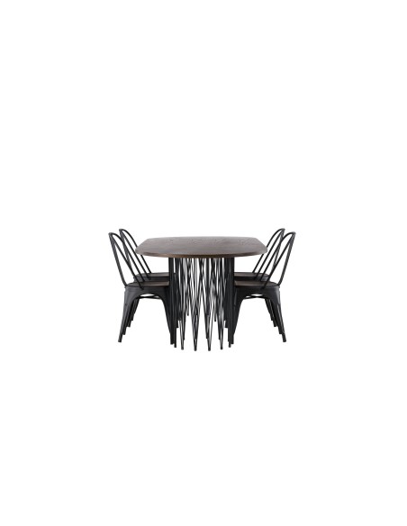 Matgrupp Stone med Tempe matstolar, 220 × 100 cm