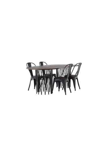 Matgrupp Stone med Tempe matstolar, 220 × 100 cm
