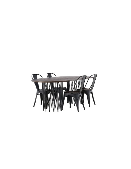 Matgrupp Stone med Tempe matstolar, 220 × 100 cm