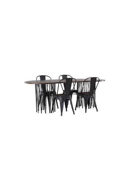 Matgrupp Stone med Tempe matstolar, 220 × 100 cm