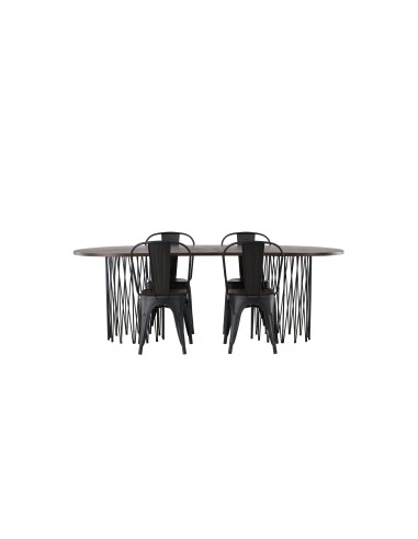 Matgrupp Stone med Tempe matstolar, 220 × 100 cm
