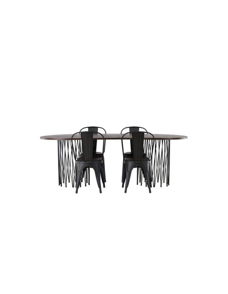 Matgrupp Stone med Tempe matstolar, 220 × 100 cm