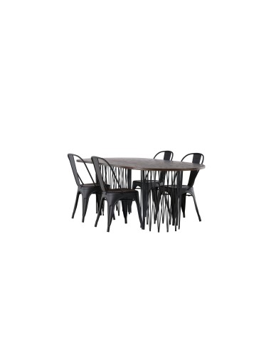 Matgrupp Stone med Tempe matstolar, 220 × 100 cm