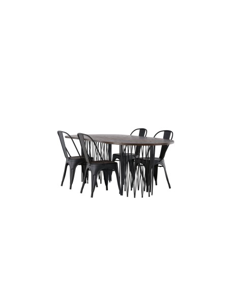 Matgrupp Stone med Tempe matstolar, 220 × 100 cm