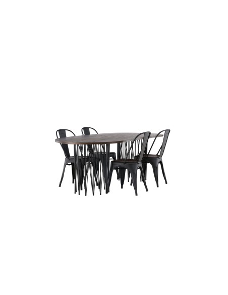 Matgrupp Stone med Tempe matstolar, 220 × 100 cm