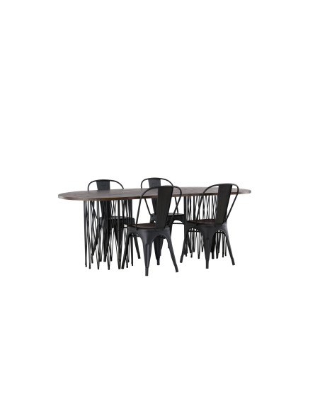 Matgrupp Stone med Tempe matstolar, 220 × 100 cm