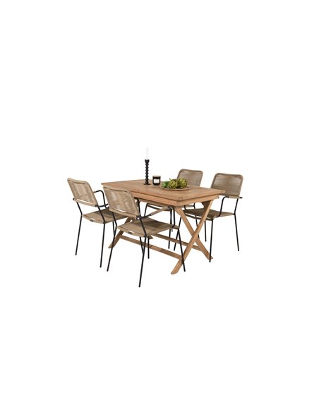 Matgrupp Kenya med Lindos matstolar, 120 × 70 cm