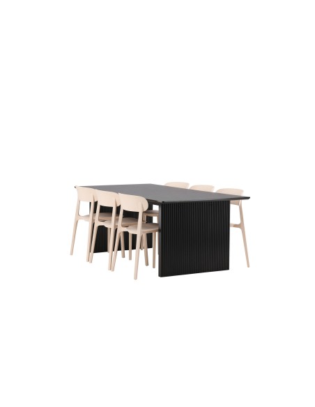 Matgrupp Vail med Åstol matstolar, 200 × 100 cm