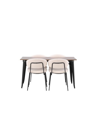 Matgrupp Tempe med Chico matstolar, 140 × 80 cm